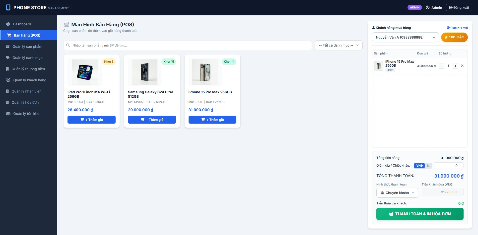 PhoneStore – Phần mềm quản lý cửa hàng điện thoại bằng Java 21 + MySQL