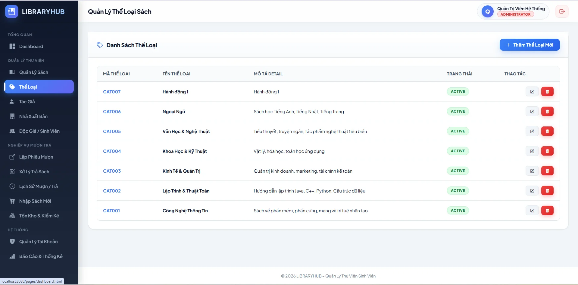 Project Java Quản Lý Thư Viện – Java 21 + MySQL + HTML/CSS/JS - Ảnh 3