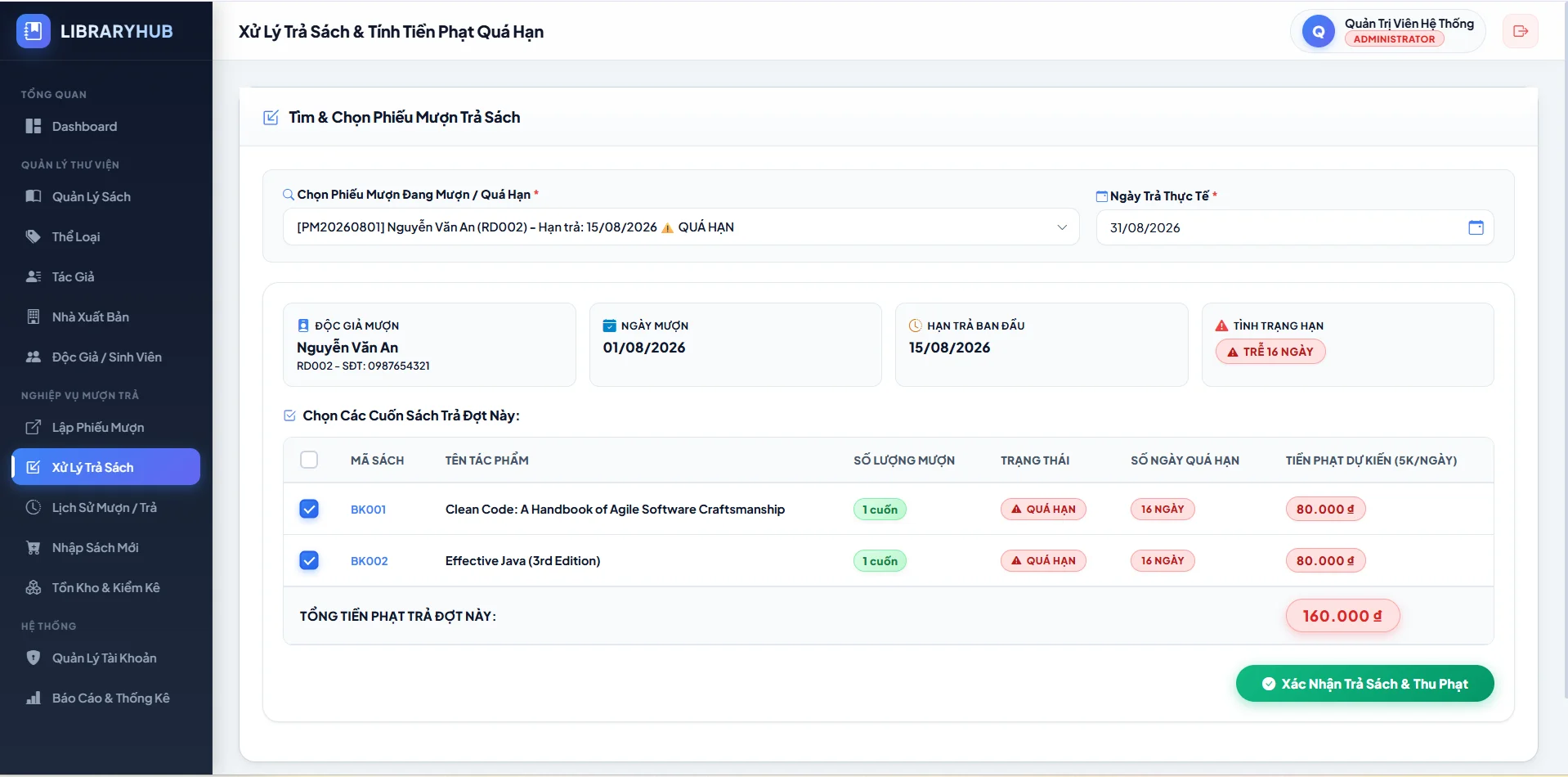 Project Java Quản Lý Thư Viện – Java 21 + MySQL + HTML/CSS/JS - Ảnh 8