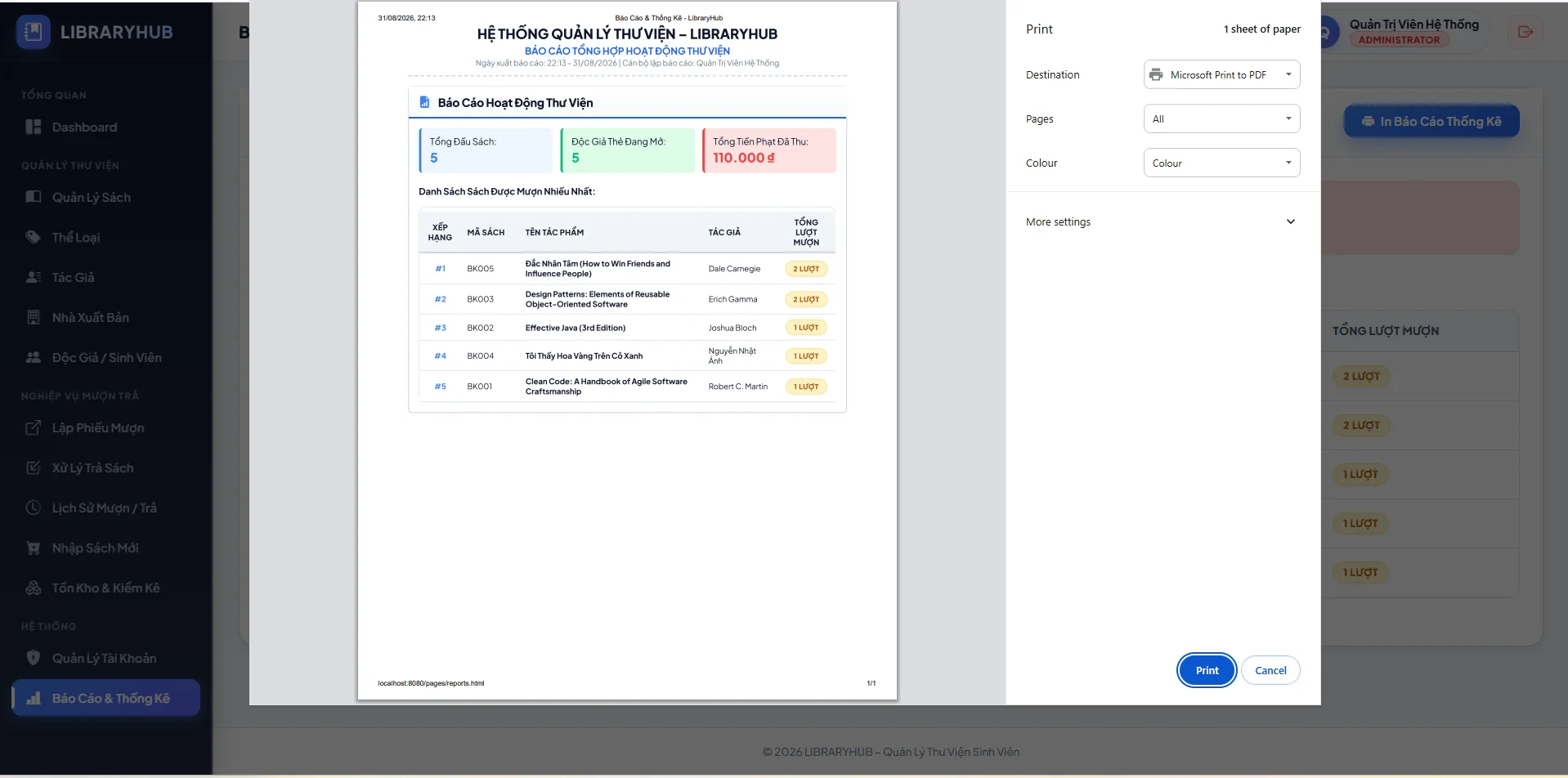 Project Java Quản Lý Thư Viện – Java 21 + MySQL + HTML/CSS/JS - Ảnh 13